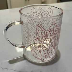 Starbucks Clear Mug with Red Floral Design